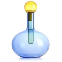 Декоративна пляшка з боро скла синя, бурштинова кришка, h 27,5 см IVV CHEMICAL 9117.1