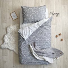 Комплект постельного белья ясли поплин Дино на сером Msonya 6105540