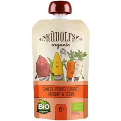 Пюре Смузи батат-морковь-пастернак со сладкой кукурузой органическое 110 г 6+ Rudolfs 4751017943045