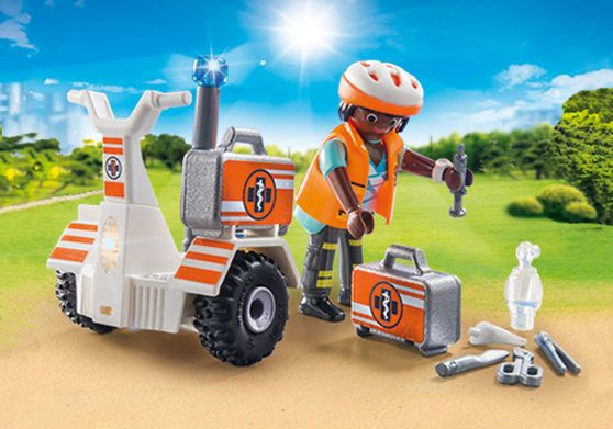 Спасатель скорой помощи на скутере с мигалкой Playmobil City Life Rescue Balance Racer 70052