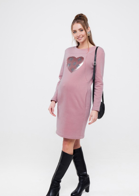 Платье для беременных Yula mama S Розовый Milano