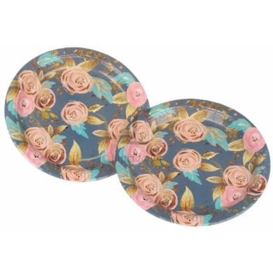 Праздничные тарелки бумажные Розы на синем 23 см 10 шт LaPrida 5-70381