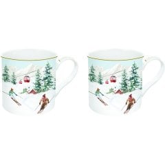 Набір 2 чашок з порцеляни Fine China 300мл в коробці CHALET POZZI MILANO 0171CHAL