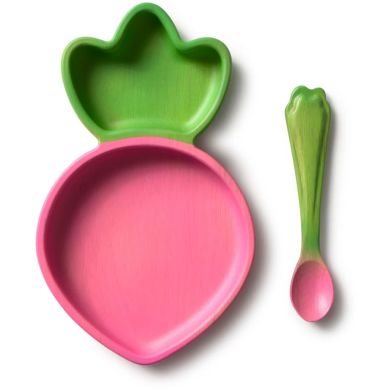 Набір дитячого посуду: тарілка та ложка &laquo;Редиска&raquo;, Oli&Carol W-PLATE-RADISH