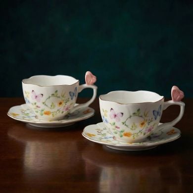 Набір із 2 чашок 120 мл з порцел блюдцями DANCING BUTTERFLIES POZZI MILANO I006R3125DANB