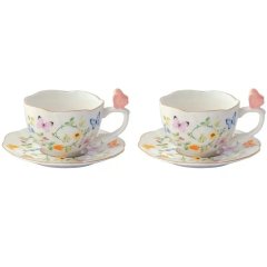 Набір із 2 чашок 120 мл з порцел блюдцями DANCING BUTTERFLIES POZZI MILANO I006R3125DANB