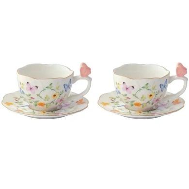 Набір із 2 чашок 120 мл з порцел блюдцями DANCING BUTTERFLIES POZZI MILANO I006R3125DANB