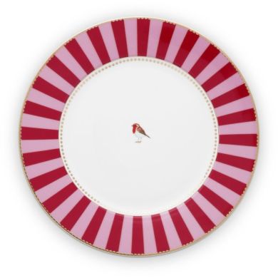 Тарілка Pip Studio Love Birds смужки червона/рожева 26,5 см 51.001.022, 26