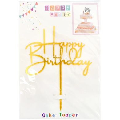 Топпер Happy Birthday для прикрашання тортів в асортименті 60122mix