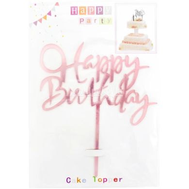 Топпер Happy Birthday для украшения тортов в ассортименте 60122mix