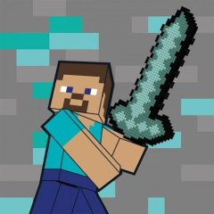 Картина по номерам с алмазной мозаикой SANTI Майнкрафт. Стив и алмазный меч, 25*25 см. Santi 954929