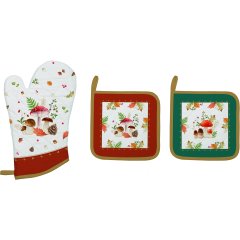 Набор перчатки 30x20см + 2 прихвата 20x20см AUTUMN BREEZE POZZI MILANO 2630AUB