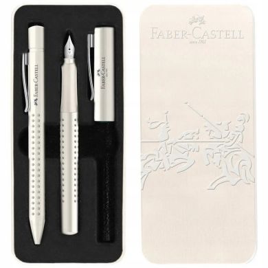 Подарочный набор ручек Faber-Castell GRIP 2010 Coconut Milk в металлическом пенале, шариковая ручка+перовая, 201527 201527