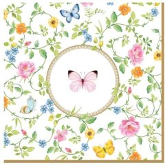 Салфетки 20шт из 3-слой. бумаги 33x33 DANCING BUTTERFLIES POZZI MILANO 0414DANB