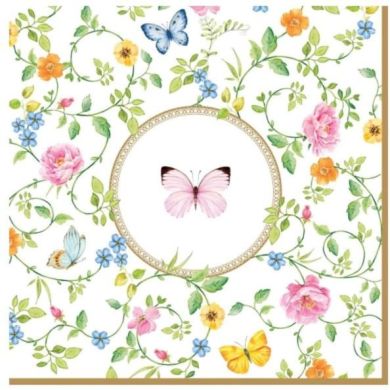 Серветки 20шт з 3-шар. паперу 33x33 DANCING BUTTERFLIES POZZI MILANO 0414DANB