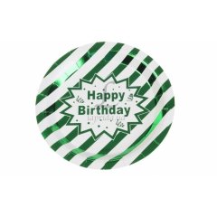 Святкові тарілки паперові Happy birthday біло-зелені big LaPrida 51-35486