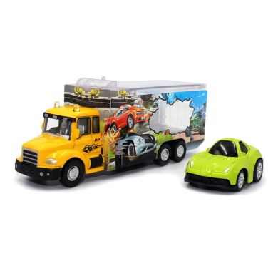 Автотранспортер Funky Toys Быстрые перевозки 1:60 с зеленой машинкой FT61055
