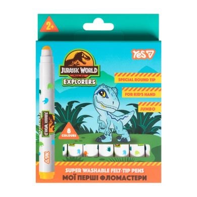 Фломастери Yes Jurassic World, SUPER JUMBO 8 кол., super washable 650617