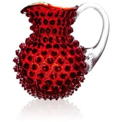 Графін для напоїв 500 мл Hobnail, червоний/біла ручка KLIMCHI 16184/500-324/27