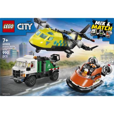 Конструктор LEGO City Ремикс самолета, грузовика и судна на воздушной подушке 60505