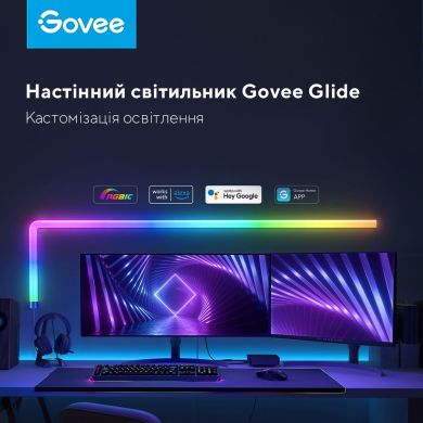 Набір настінних світильників Govee H6062 Glide Wall Light, 6+1, RGBIC, WI-FI/Bluetooth, білий B6062301