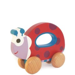 Дерев'яна розвиваюча іграшка-толкалка для дітей Oops Ladybug 17008.33, Червоний