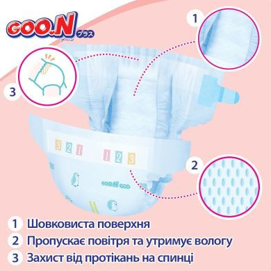Подгузники GOO.N Plus для детей 6-11 кг (размер М на липучках унисекс 52 шт) 4902011118759, М