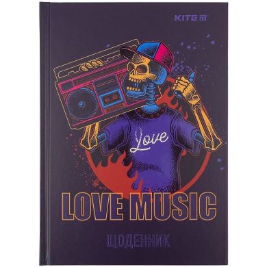 Щоденник шкільний, тверда обкладинка, Love music Kite K21-262-2