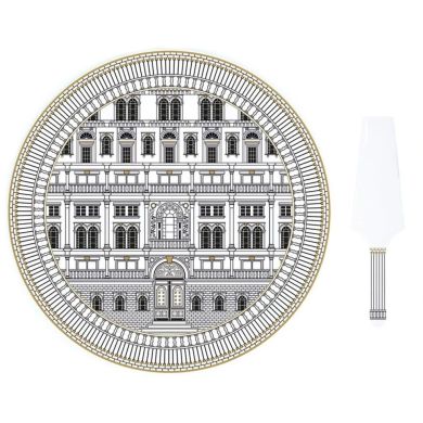 Тарелка для торта &Oslash; 32 см с лопаткой из фарфора PALAZZO POZZI MILANO I004R1112PLZO