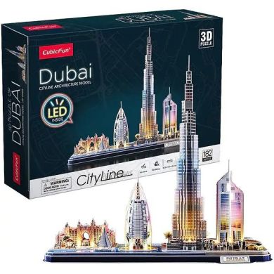 Тривимірна головоломка-конструктор City Line з LED підсвіткою Дубай Cubic Fun L523h