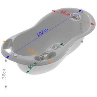 Ванночка 102 см LUX Сова зі зливом Сірий Tega baby SO-005ODPŁYW-106, Сірий