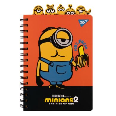 Блокнот YES А5 80 листов спираль с фигурн. разделителями Minions 151778