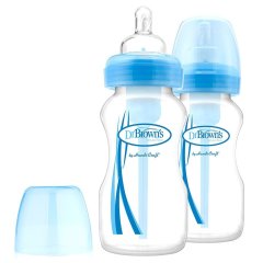 Детская бутылочка для кормления Dr. Brown’s с широким горлышком 270 мл голубая 2 шт WB92405-ESX, Голубой