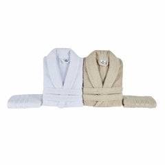 Набор из 4 предметов: 2 халата (размеры S/M и L/XL) и 2 полотенца 50 &times; 90 см, белый/бежевый Karaca Home 8680214319536