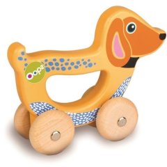 Дерев'яна розвиваюча іграшка-толкалка для дітей 17008 Oops Dog 17008.22, Бежевий