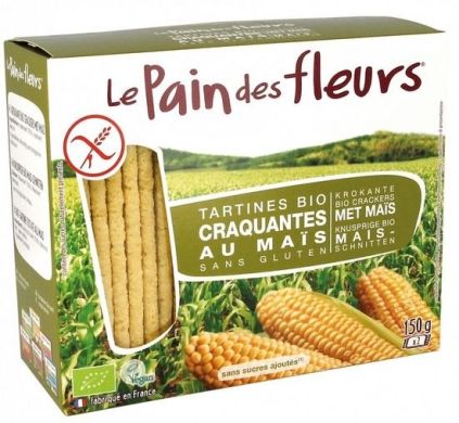 Органические хрустящие хлебцы из кукурузы Le Pain des fleurs без глютена 150 гр 7729 3380380077296