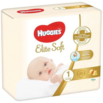 Подгузники Huggies Elite Soft 1 3-5 кг 25 шт Conv 9400111 5029053547923, 25