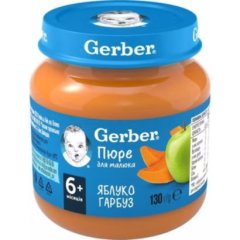 Плодово-овощное пюре Gerber яблоко и тыква с 6 месяцев 130 г 12309088/12408468 5900452078785