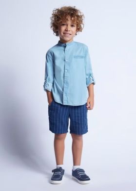Рубашка для мальчика джинсовая длинный рукав 5K, р.98 Голубой Mayoral 3125