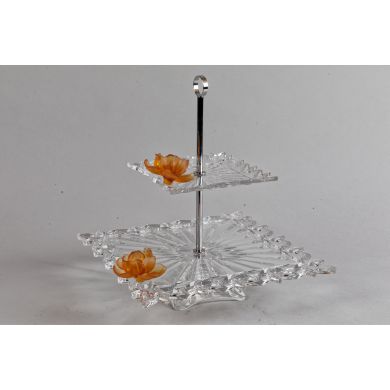 Хрустальная двухъярусная подставка с цветами CRISTAL DE PARIS 7760/
