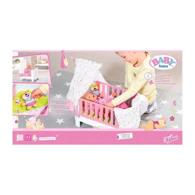 Кроватка для куклы Baby Born Спокойной ночи со звуком, игрушкой и постельным набором 827420