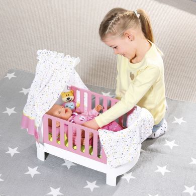 Кроватка для куклы Baby Born Спокойной ночи со звуком, игрушкой и постельным набором 827420