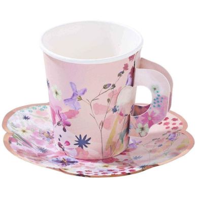 Набор чашек и блюдец Talking Tables Blossom Girls бумажных розовые 12 комплектов BG-CUPSET