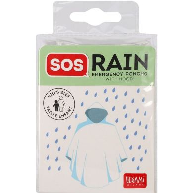 Одноразовый дождевик с капюшоном SOS Rain прозрачный детский размер Legami PONCHOJ0001