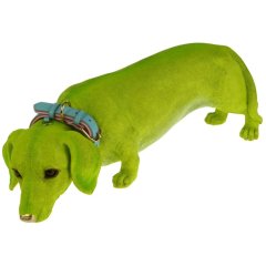 Песик Вильфрид с ошейником, зеленый полирезин, 56,5x22,5x20 см. Werner Voss 54310