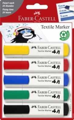 Фломастеры для ткани Textile Marker, 5 цветов Faber-Castell 30753