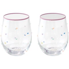 Набор 2 стаканов 500 мл из стекла с сердечками MON AMOUR POZZI MILANO 4016MAMO
