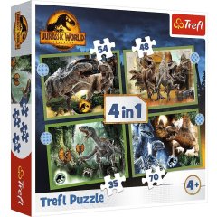 Пазли (4в1) Загрозливі динозаври / Світ динозаврів Trefl 34607