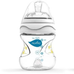Бутылочка для кормления антиколиковая Nuvita Mimic 150 мл 0м + белая NV6010