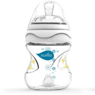 Пляшка для годування антиколькова Nuvita Mimic 150 мл 0м + біла NV6010